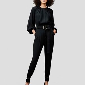 Lafayette 148 New York Ellis Belted Jumpsuit Black Size 0 NWOT